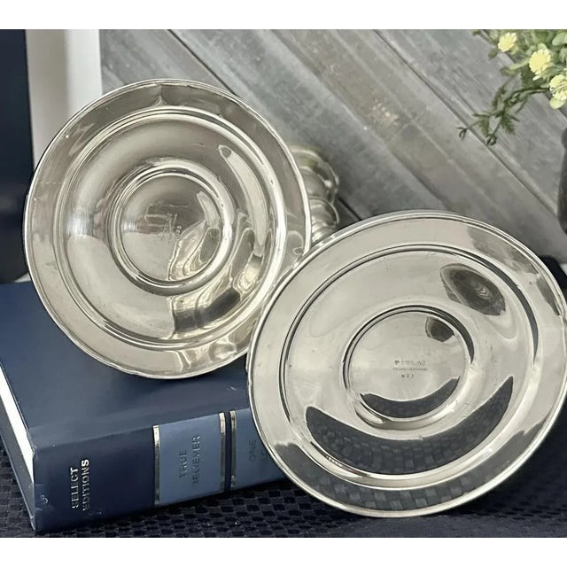 Silver Lord Saybrook Sterling Silver Candle Holders - Monogrammed Candlesticks - Pair For Sale - Image 8 of 8