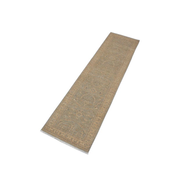 Art Nouveau Boho Chic Ziegler Grey/Beige Wool Runner Rug- 2'5'' X 9'8'' For Sale - Image 3 of 10