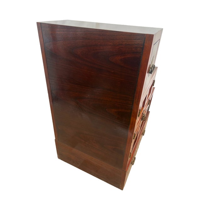 1970s Japanese Kaidan Tansu Step Chest Cabinet Four Pass Through Drawers Hand Crafted For Sale - Image 16 of 16