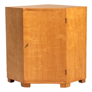 Mid-Century Scandinavian Birch Corner Cabinet, 1930s For Sale