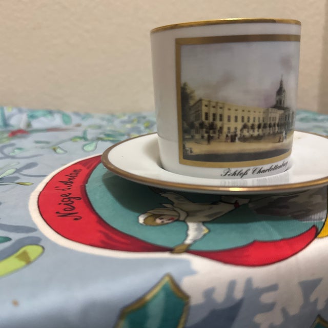 Illustration Vintage Schloss Charlottenburg Porcelain Cup and Saucer For Sale - Image 3 of 6