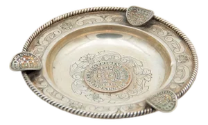 Circular Silver Ashtray with Engravings