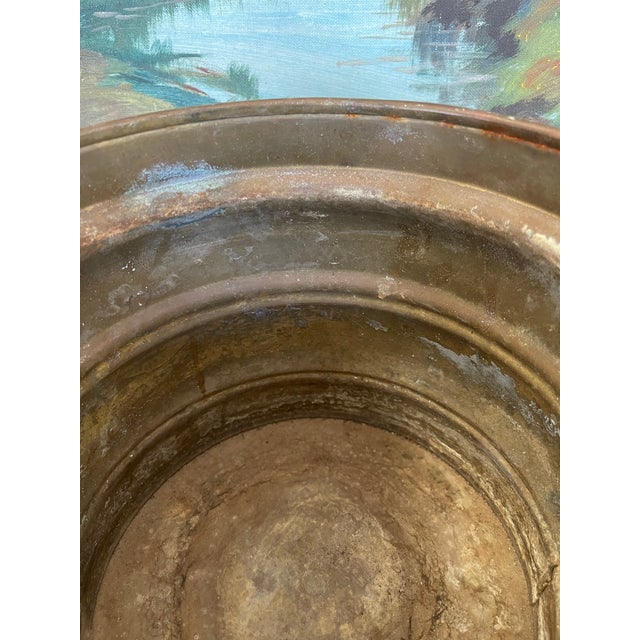 1970s Possibly Antique Brass Toned Decorative Bucket With Side Handles - Vintage Container Possibly Planter For Sale - Image 5 of 10
