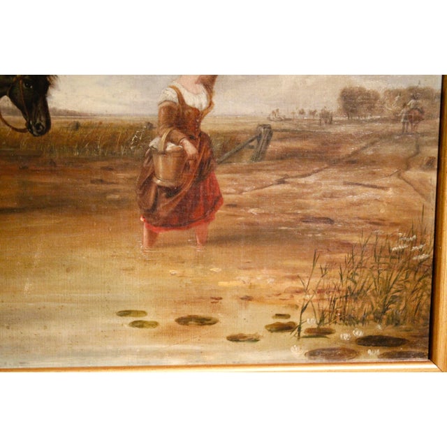 “Crossing the Ford,” 19th Century English Landscape Painting With Horses, After Callcott For Sale - Image 11 of 15