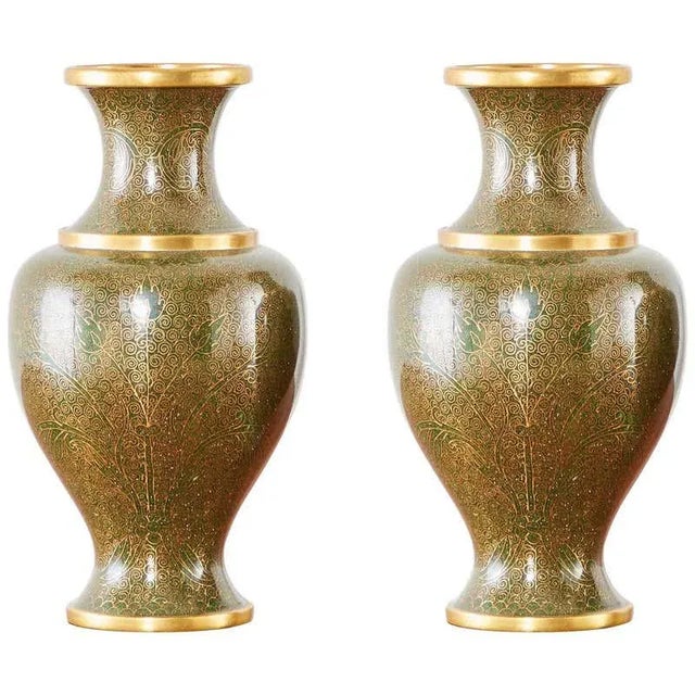 Chinese Cloisonné Enamel Baluster Vases - a Pair For Sale - Image 13 of 13