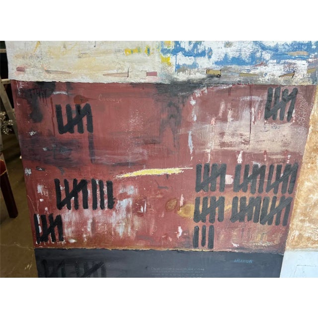 Blue Mixed Media Mid Century Modern Abstract Art on Canvas by Craig McCord For Sale - Image 8 of 11