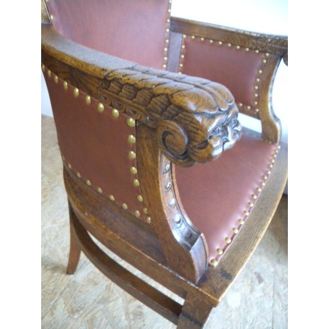 Art Nouveau Armchair in Wood and Cow Leather, 1910 For Sale - Image 3 of 18