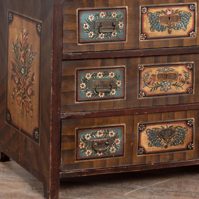 19th Century Original Hand Painted Blanket Chest of Three Drawers From Hungary For Sale - Image 12 of 13