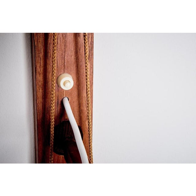 Wood Large Adjustable Teak Coconut Wall Light with Counterweights attributed to Ruprecht Skrip, 1950s For Sale - Image 7 of 16