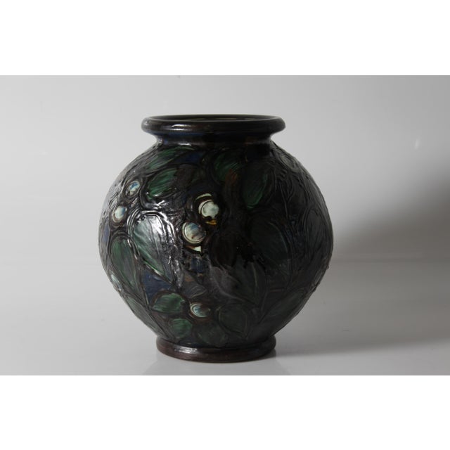 Large Early 20th Century Ball Shaped Floor Vase from Herman A. Kähler, Denmark For Sale - Image 3 of 12