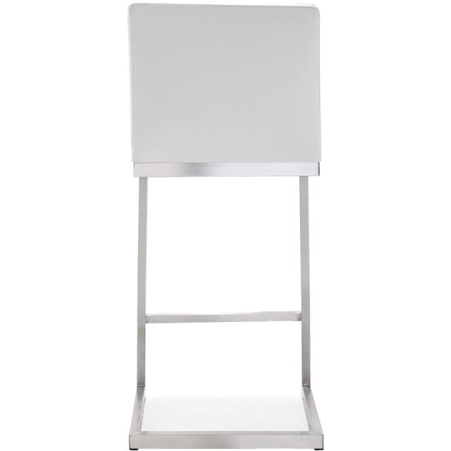 Parma White Vegan Leather & Steel Counter Stools - Set of 2 For Sale In Los Angeles - Image 6 of 13
