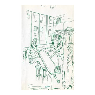 1970s Myriad Cahn New York Bar Drawing For Sale