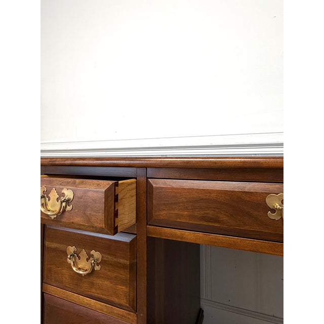 1960s Solid Cherry Pedestal Desk For Sale - Image 4 of 10