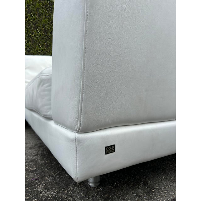 Rolf Benz Leather Sectional Sofa and Ottoman With Glass Attached Side Table For Sale - Image 14 of 16