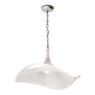 Mid-Century Hand-Blown Rose Murano Glass & Nickel Undulating Pendant Chandelier For Sale
