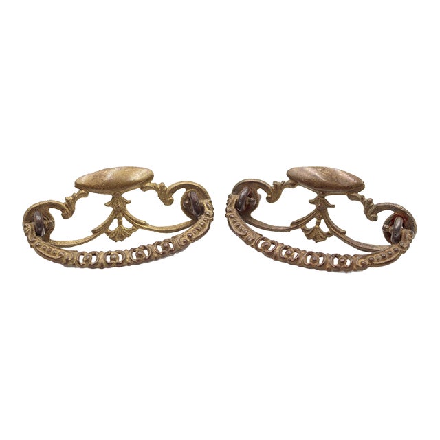 Pair of Victorian Brass 3.75 In. Bail Drawer Pulls For Sale