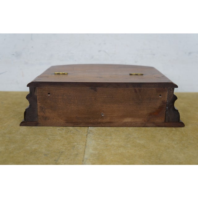 Late 19th Century Antique Victorian Mahogany Curved Dresser Glove Box Felt Lined Jewelry Storage For Sale - Image 5 of 11
