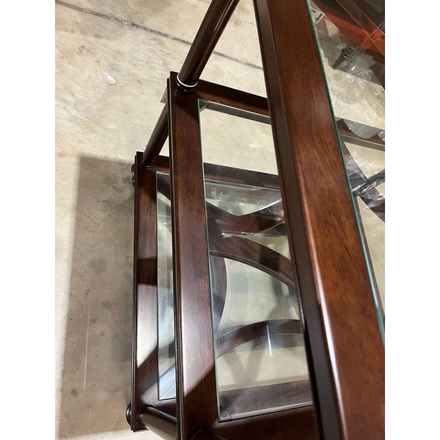 Early 21st Century Attributed Theodore Alexander Glass and Wood 3 Shelf End Table For Sale - Image 5 of 7