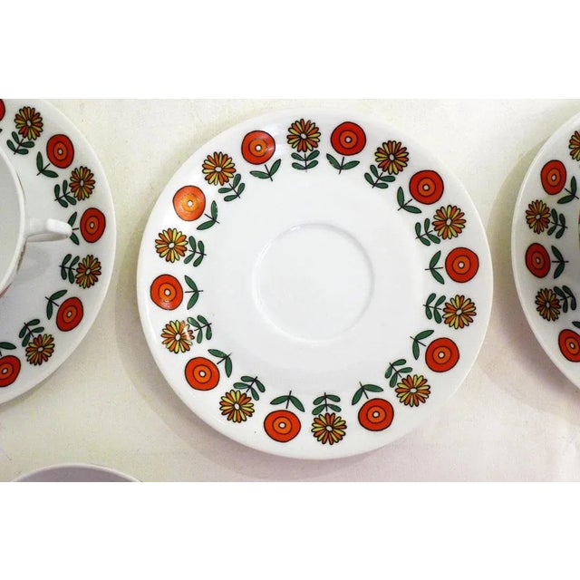 Porcelain Coffee Cups and Saucers, 1970s, Set of 6 For Sale - Image 6 of 10