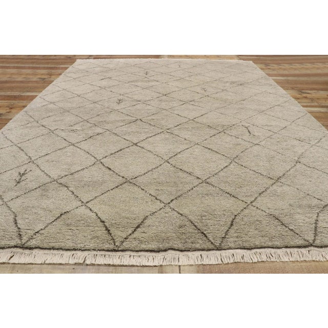 Greige Earth-Tone Moroccan Area Rug - 09'04 X 12'01 For Sale - Image 8 of 10