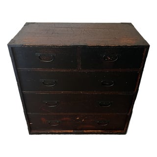 Late 19th Century Authentic Meiji Era Japanese Isho-Dansu Tansu Chest - Iron Sao-Toshi Hardware For Sale