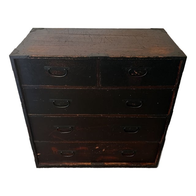 Late 19th Century Authentic Meiji Era Japanese Isho-Dansu Tansu Chest - Iron Sao-Toshi Hardware For Sale