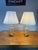 Vintage Pair Cut Crystal and Brass Table Lamps With Pleated Silk Shades For Sale - Image 15 of 18