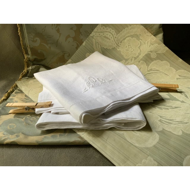 Textile 1920s French Linen Classical White Hand Towels - Set of 3 For Sale - Image 7 of 8