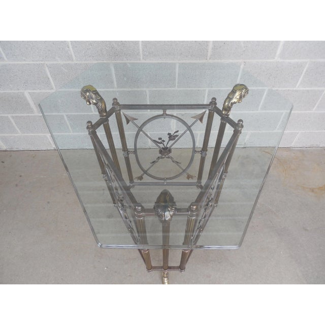 Metal French Empire Style Ram's Head Bronze & Steel Center Table For Sale - Image 7 of 12