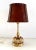 Mid-Century Italian Palm Leaf Table Lamp in Brass with Leather Lampshade, 1970s For Sale - Image 12 of 12