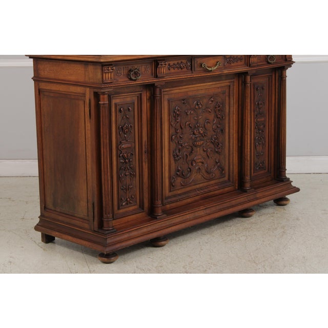 Antique French Renaissance Walnut Cabinet Hutch For Sale - Image 10 of 18