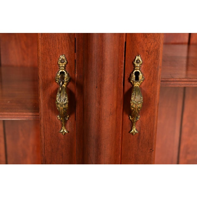 Antique French Empire Carved Mahogany Bookcase With Mounted Ormolu, Circa 1890s For Sale In South Bend - Image 6 of 14