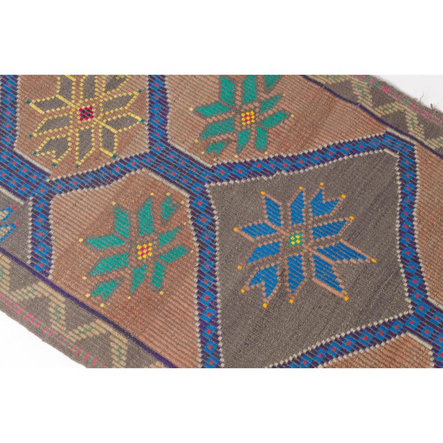 Tribal Oushak Geometric Vintage Kilim Runner For Sale - Image 9 of 10