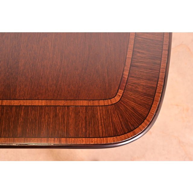 Smith & Watson Regency Banded Mahogany Double Pedestal Extension Dining Table, Newly Refinished For Sale - Image 10 of 15