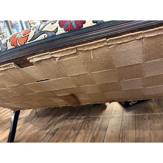 Antique Victorian Style Carved Mahogany Loveseat With Suzani Textile Upholstery For Sale - Image 18 of 18