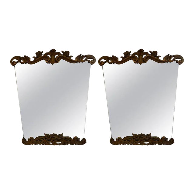 Italian Mid-Century Dorothy Draper Style Painted and Giltwood Mirrors-Pair For Sale