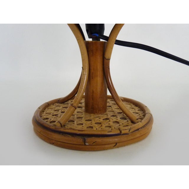 Wood Vintage Table Lamp with Caning in Bamboo and Rattan, 1950s For Sale - Image 7 of 10