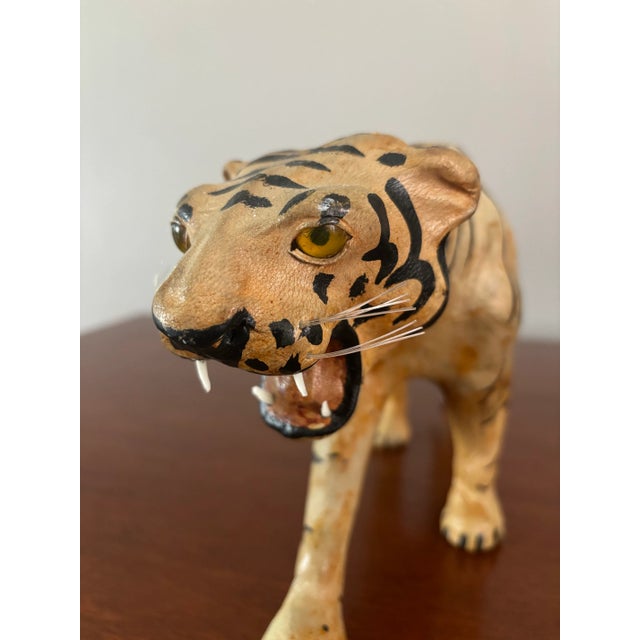 Early 20th Century Leather Tiger Sculpture For Sale - Image 4 of 8