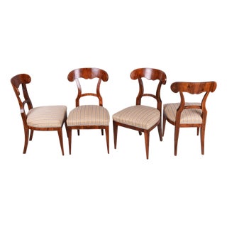 Biedermeier Chairs in Walnut, Czech, 1830s, Set of 4 For Sale
