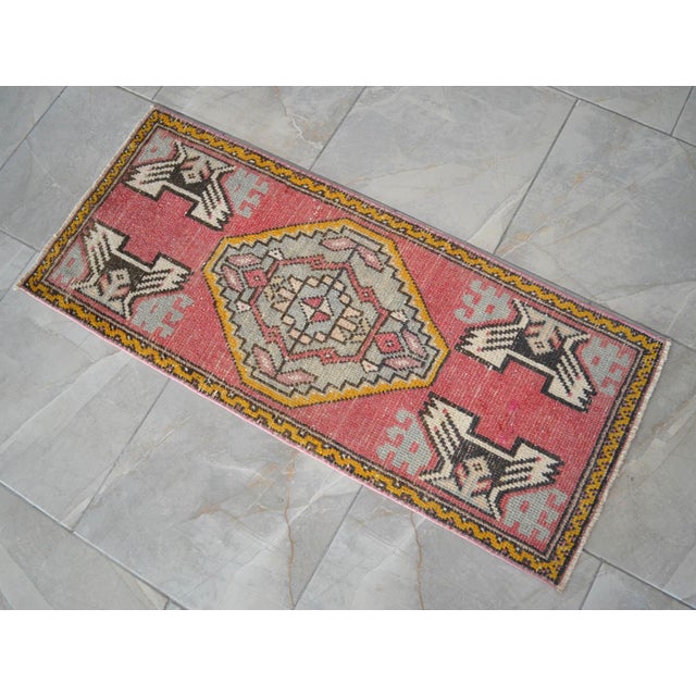 1970s Hand Knotted Small Turkish Rug, Door Mat, Entryway Rug, Bath Mat, Kitchen Decor, Small Rug, - 1′7″ × 3′8″ For Sale - Image 12 of 16