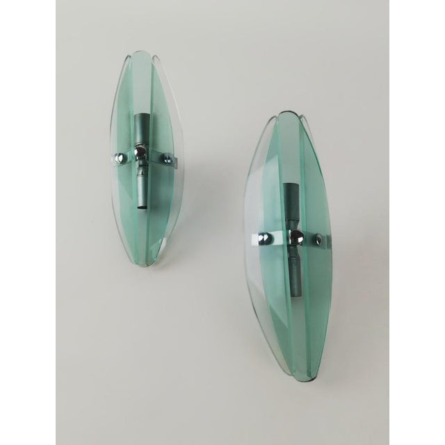 Glass Wall Sconces in Turquoise Glass attributed to Veca, Italy, 1970s, Set of 2 For Sale - Image 7 of 18