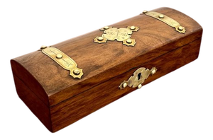 Victorian Burr Walnut and Brass Mounted Glove Box, 1860s