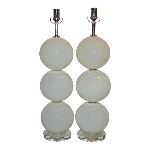 Joe Cariati Glass Lamps White For Sale