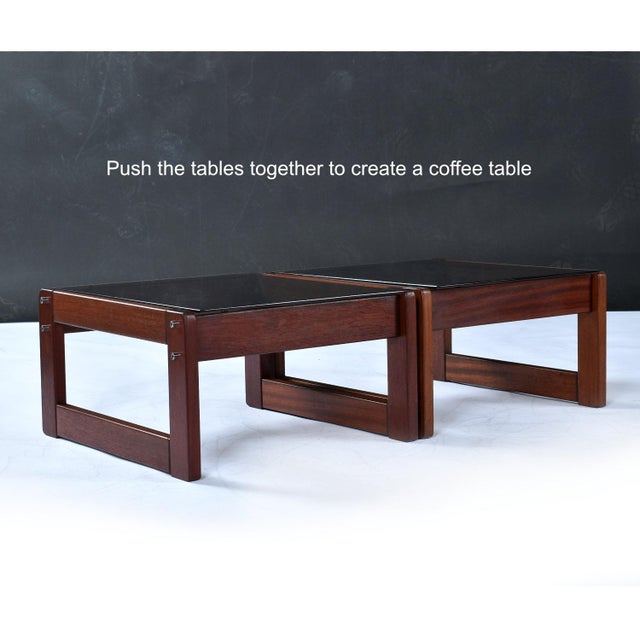 Pair of Percival Lafer Low Profile Rosewood and Smoked Glass Side Tables or Platform Bed Nightstands For Sale - Image 10 of 10
