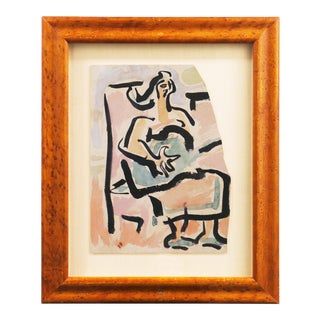 Woman With Guitar' by Victor Di Gesu, Paris, Louvre, Académie Chaumière, California Post-Impressionist, Sfaa For Sale