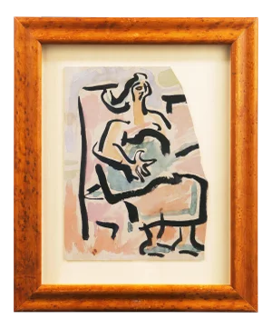 Woman With Guitar' by Victor Di Gesu, Paris, Louvre, Académie Chaumière, California Post-Impressionist, Sfaa