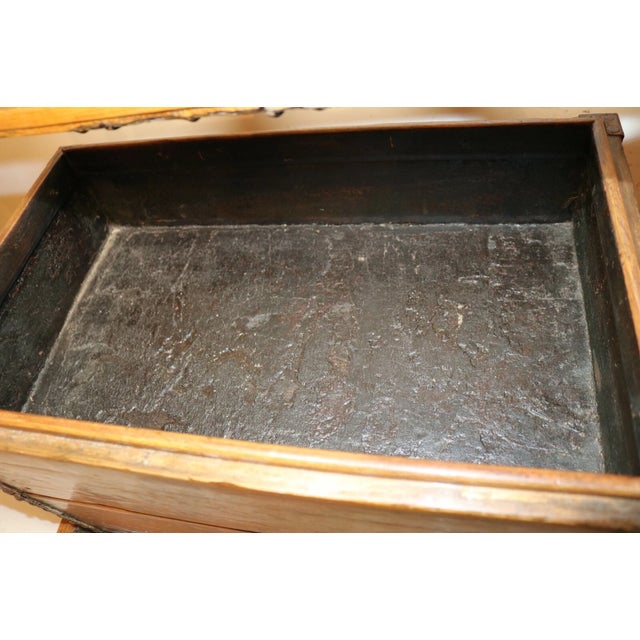 Large Antique 1700's Chinese Handmade Wood Wrought Iron Wedding Dowry Box Chest For Sale - Image 10 of 12