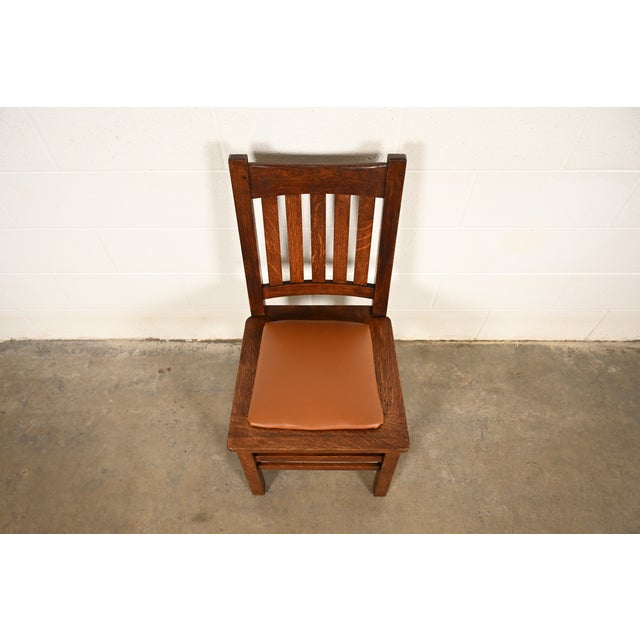 Early 20th Century Limbert Antique Mission Oak Arts & Crafts Side Chair or Dining Chair, Circa 1910 For Sale - Image 5 of 12
