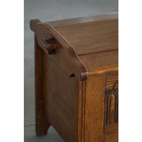 Mid 20th Century Danish Modern Oak Chest with Decorative Relief Carving, 1950s For Sale - Image 14 of 18