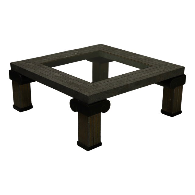 Tessellated Stone and Brass Coffee Table from Maitland Smith, 1980s For Sale